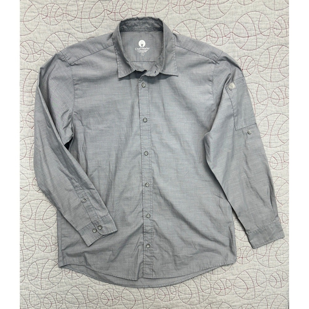 Chef Works Chambray Shirt Gray SLMCH005GRYM Slim Fit / Men's Large